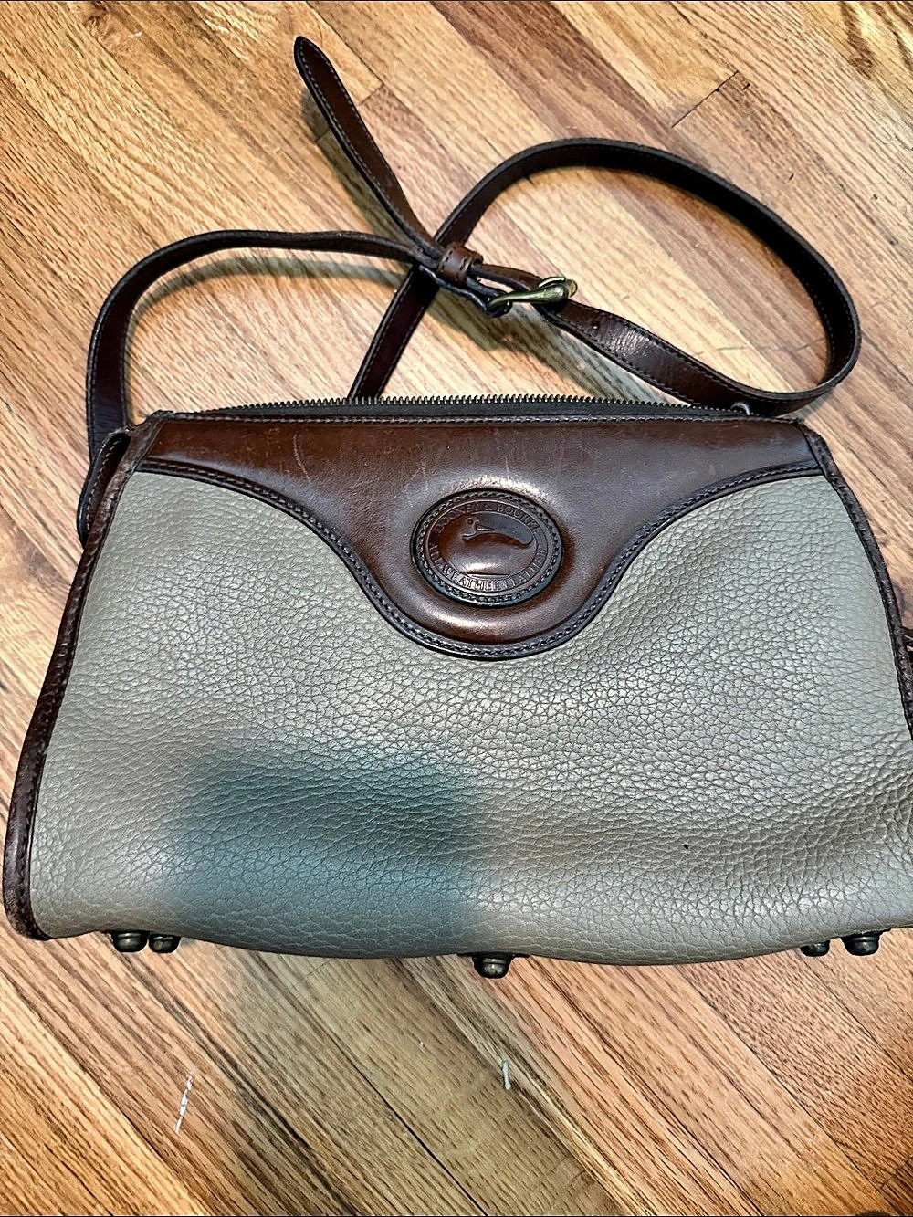 Dooney & Bourke Vintage All-Weather Leather Zip-Top Crossbody Bag Green & Brown
